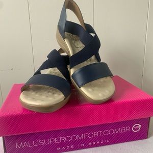 Malu Navy Stretch Sling Back Comfort Sandal